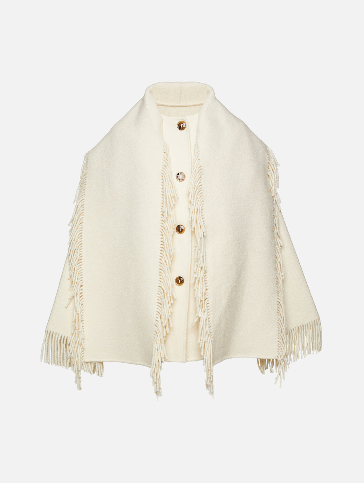 Fringed Scarf Jacket,TOTÉME,WINTER WHITE,Image 1