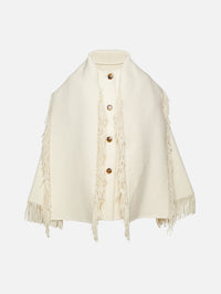 Fringed Scarf Jacket,TOTÉME,WINTER WHITE,Image 1