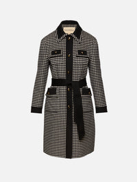 Button Up Tie Waist Coat,VALENTINO GARAVANI,AVORIO/NERO,Image 1