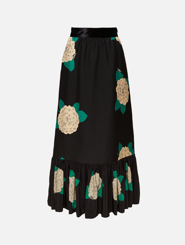 Floral Skirt,VALENTINO GARAVANI,NERO/AVORIO,Image 1