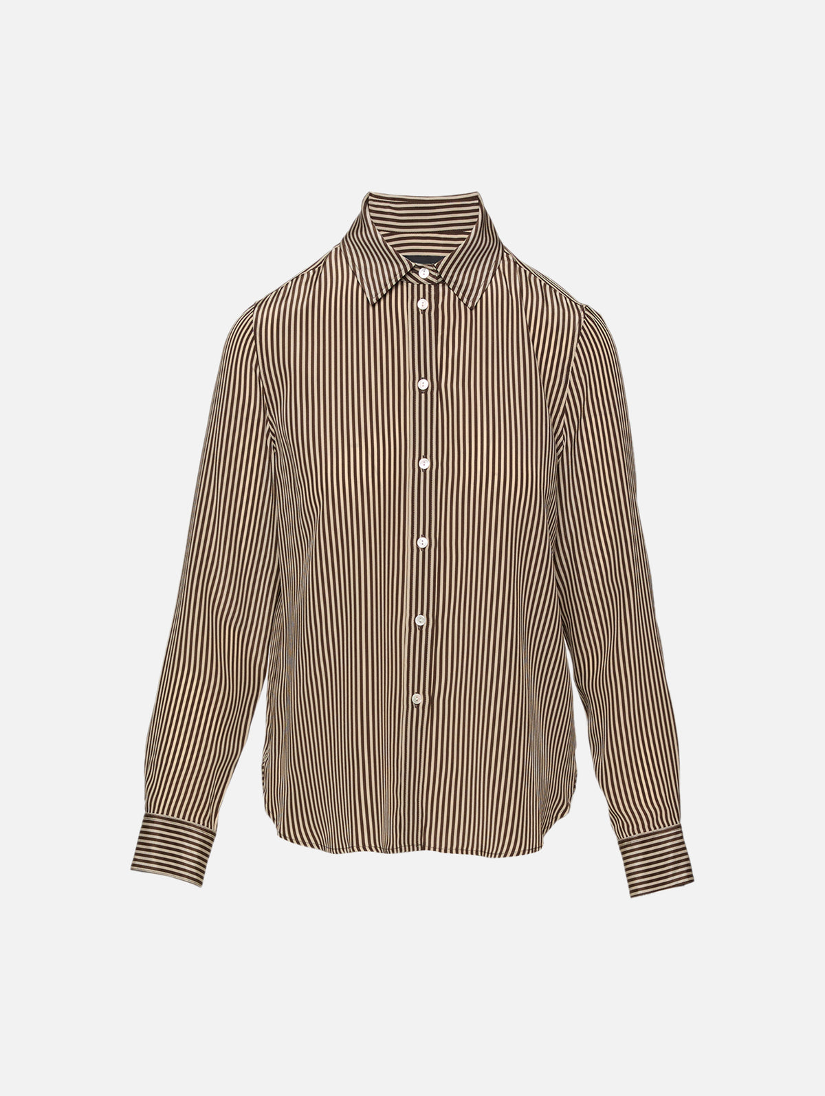 Gaia Slim Shirt,NILI LOTAN,CHOCOLATE STRIP,Image 1