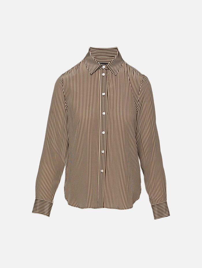 Gaia Slim Shirt,NILI LOTAN,CHOCOLATE STRIP,Image 1