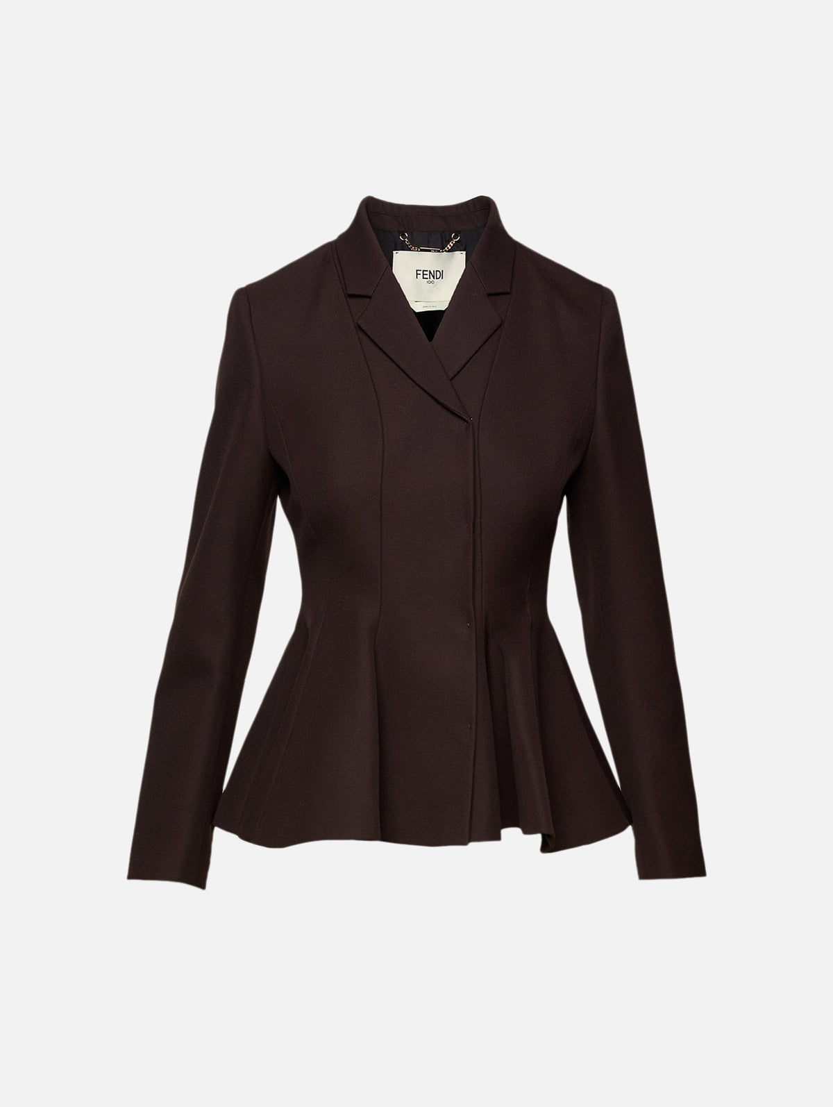 Flare Waist Blazer,FENDI,DARK BROWN,Image 1