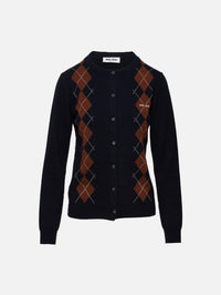 Argyle Cardigan,MIU MIU,BLEU,Image 1
