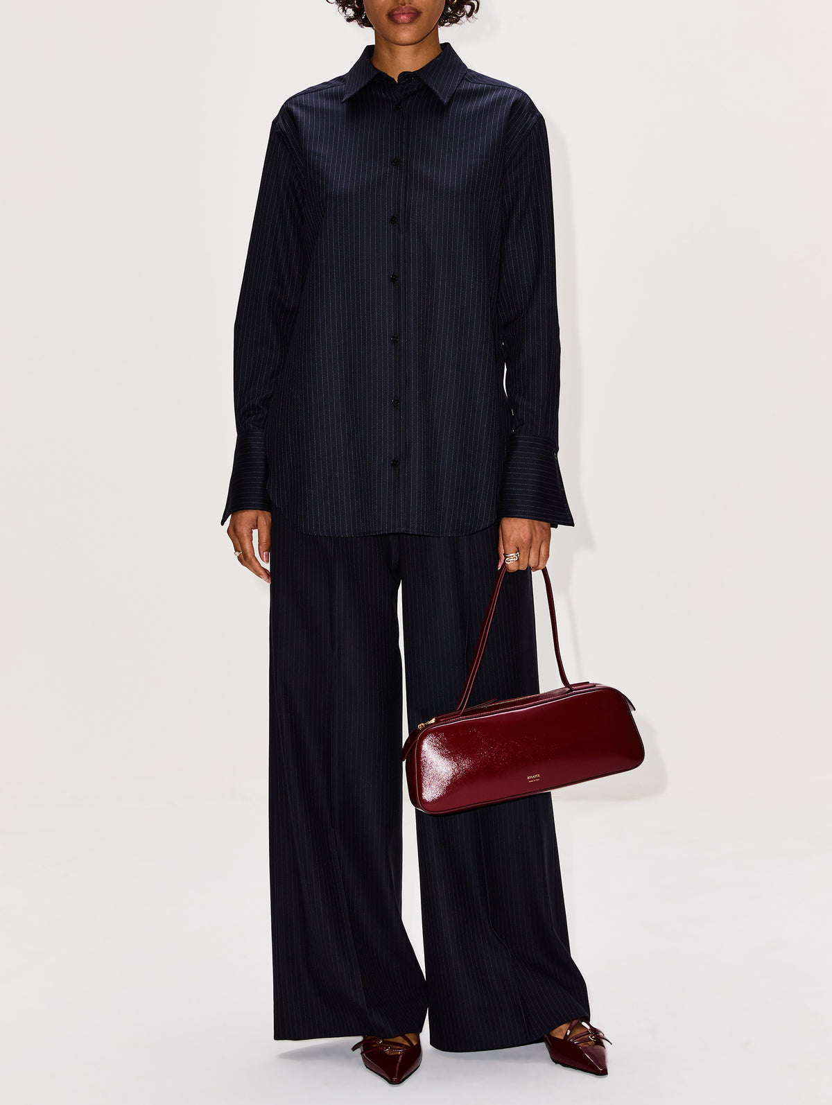 Relaxed Shirt,ANOTHER TOMORROW,NAVY/CHALK,Image 2