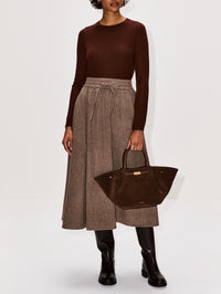 Elastic Waist Skirt,CO,OATMEAL MELANGE,Image 2