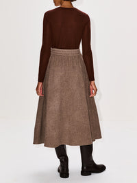 Elastic Waist Skirt,CO,OATMEAL MELANGE,Image 4