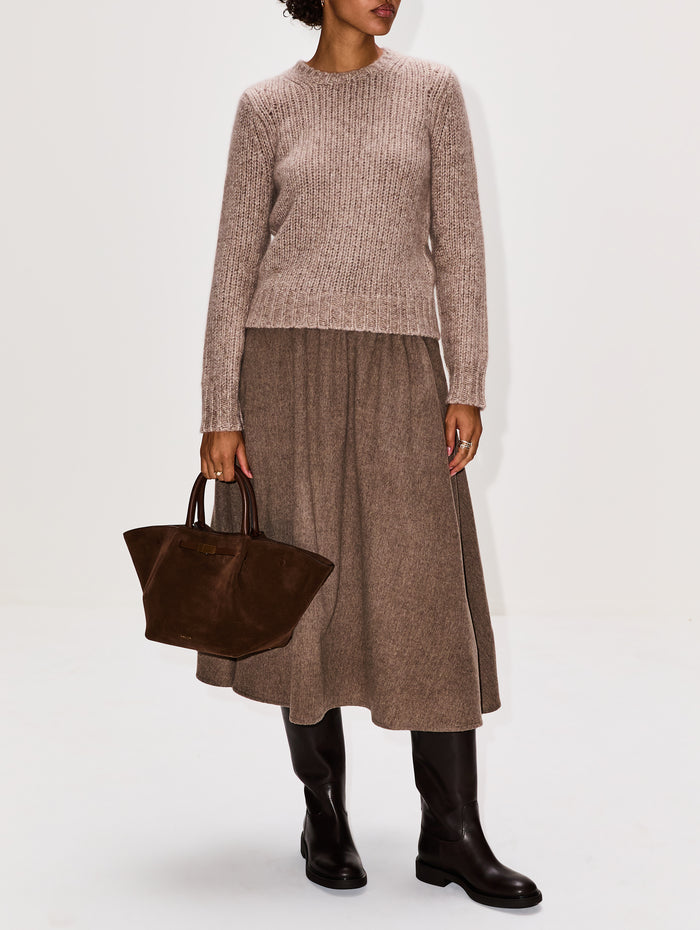 Crew Neck Long Sleeve Sweater,CO,HICKORY,Image 1