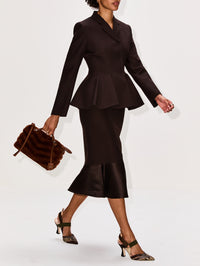 Bottom Flare Pencil Skirt,FENDI,DARK BROWN,Image 3