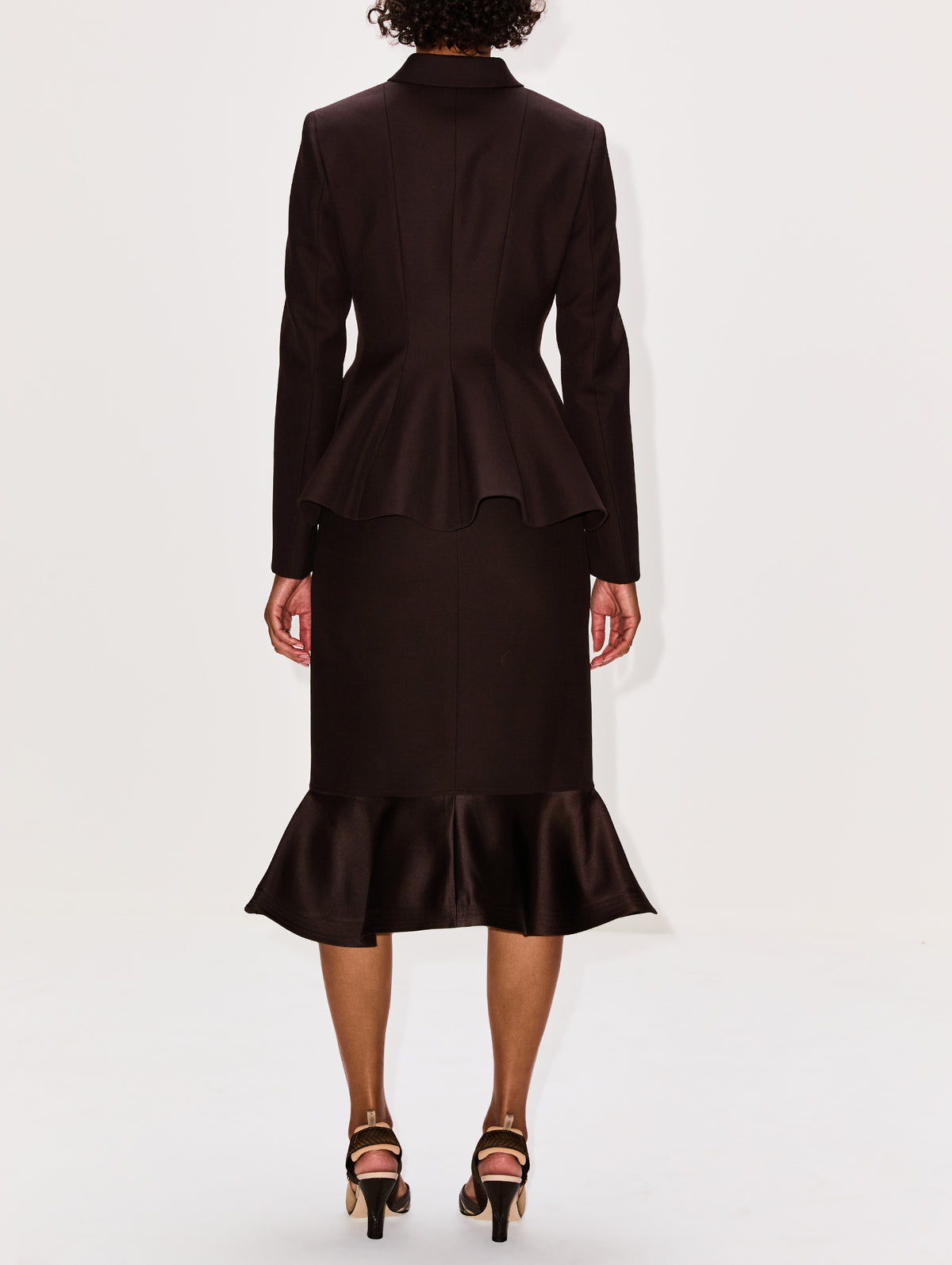 Bottom Flare Pencil Skirt,FENDI,DARK BROWN,Image 4