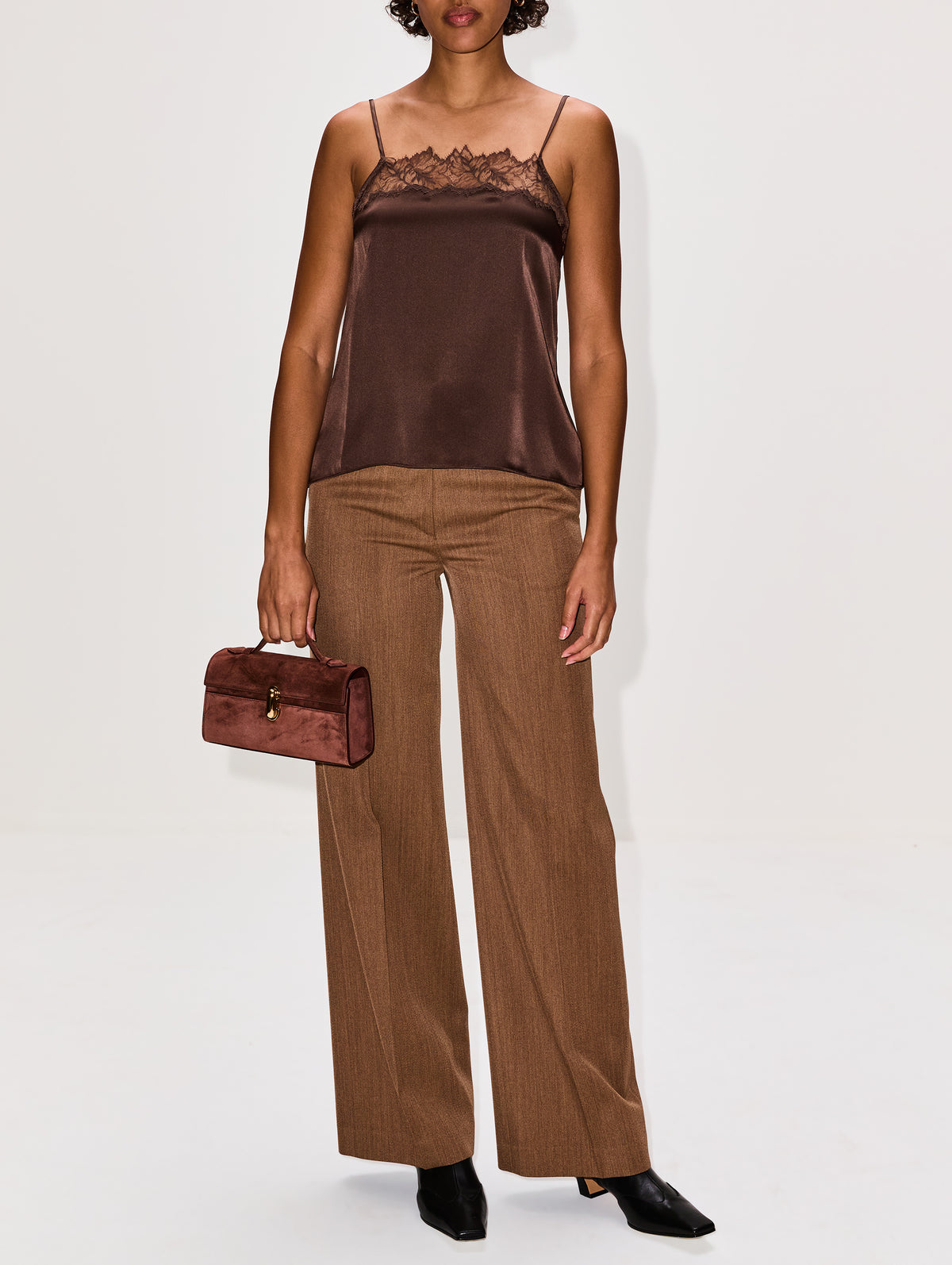 Haya Lace Trim Camisole,SABLYN,SWISS BROWN,Image 2