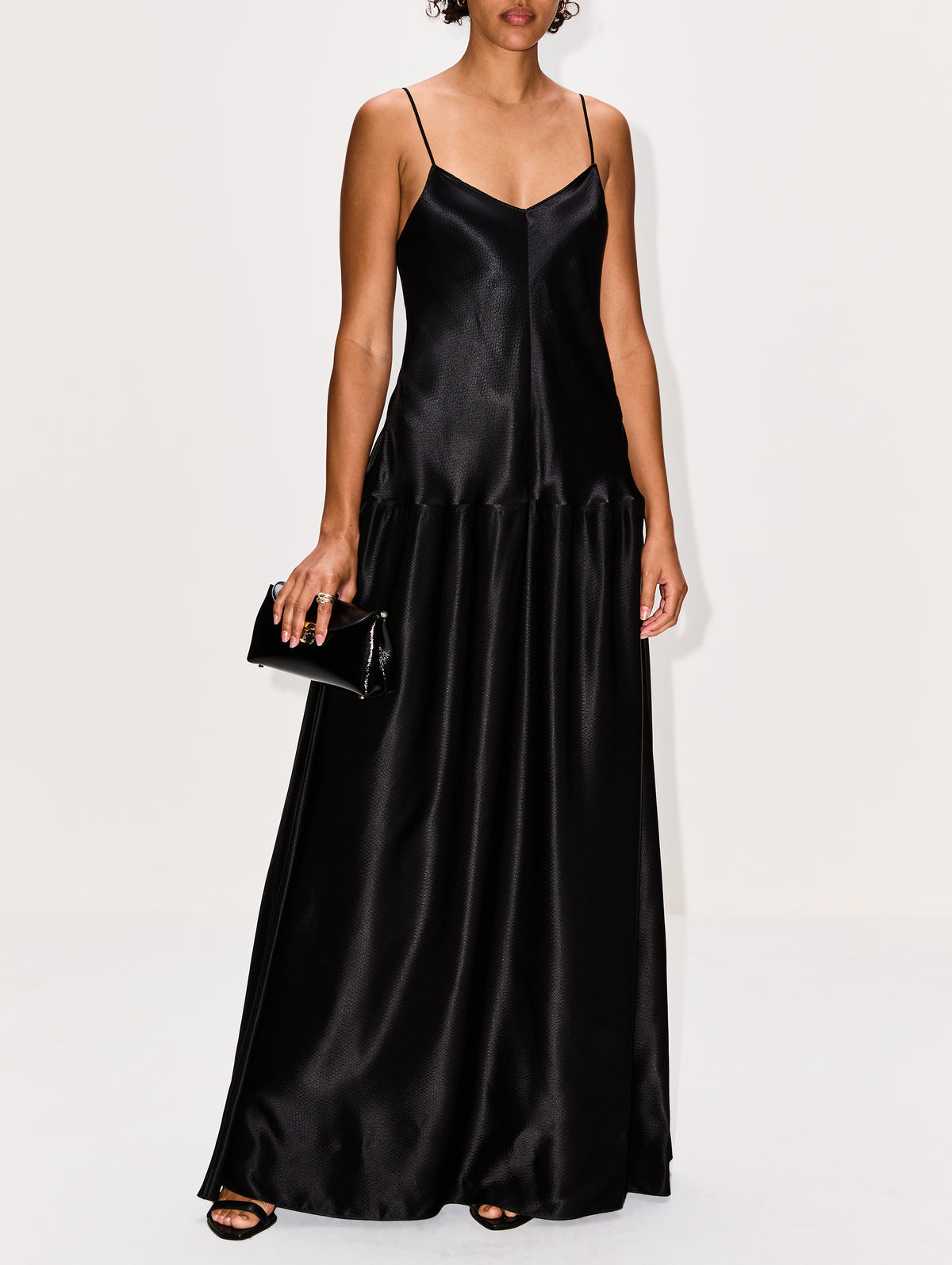 Layla Bias Cut Singlet Dress,FFORME,BLACK,Image 2