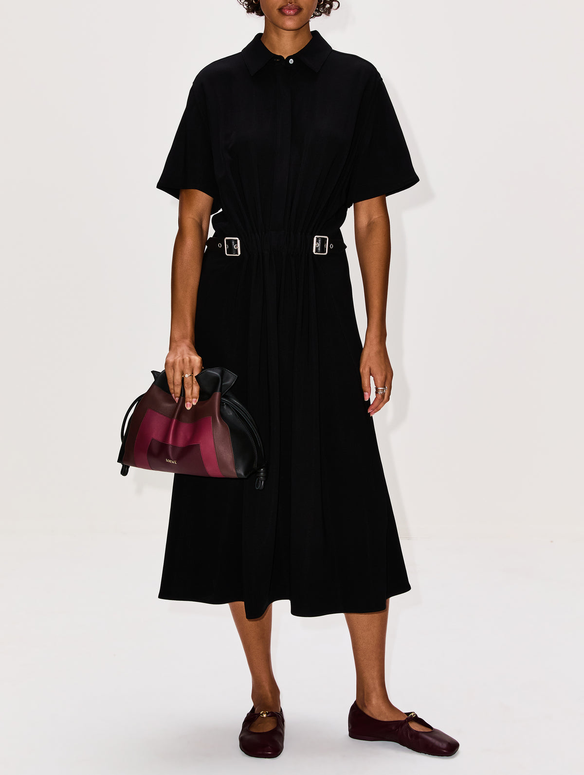 Belted Dress,LOEWE,BLACK,Image 2