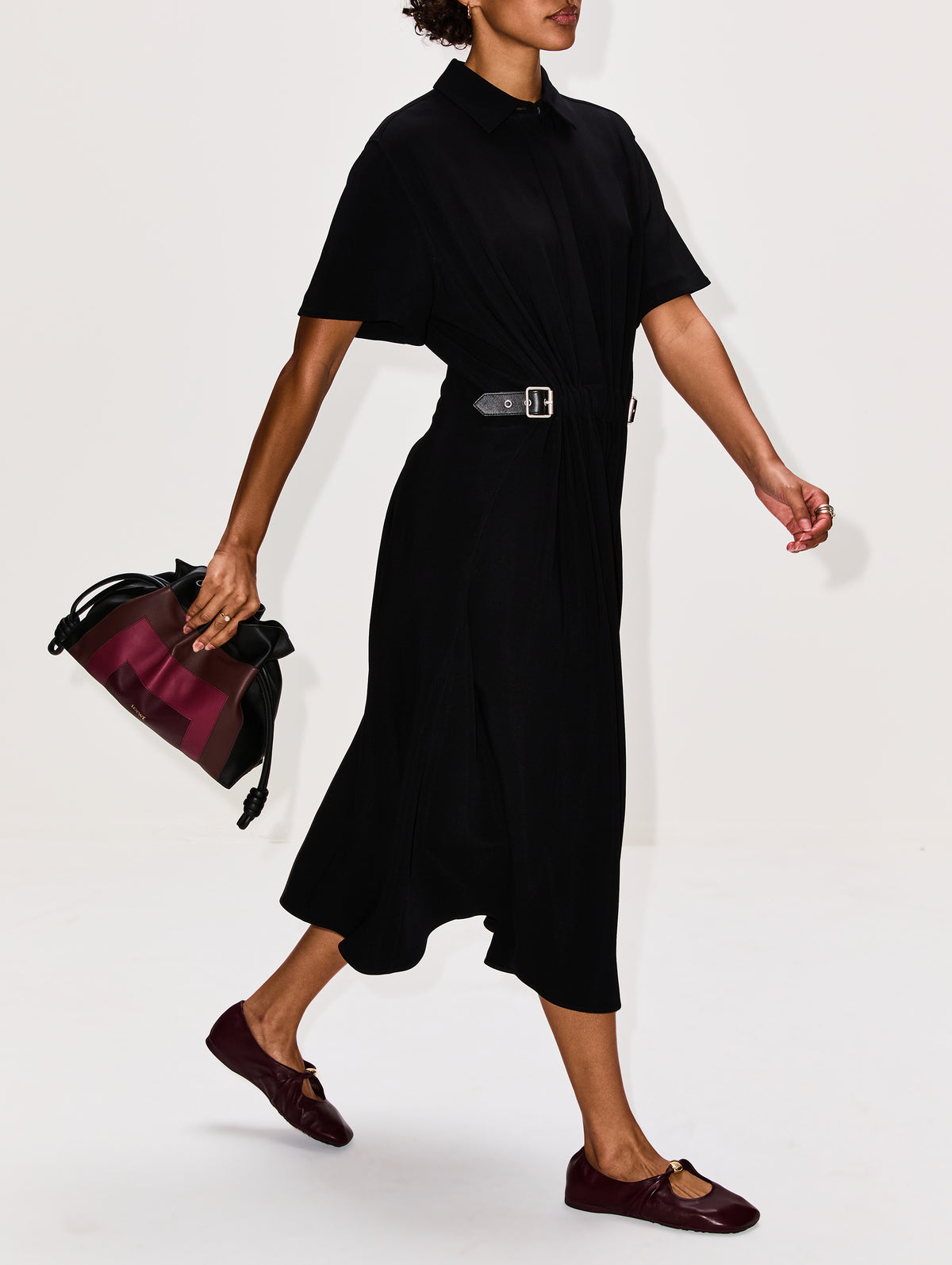Belted Dress,LOEWE,BLACK,Image 3