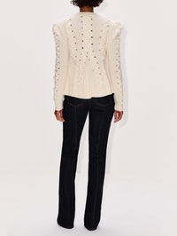 Peplum Cable Knit Sweater,ALEXANDER MCQUEEN,IVORY,Image 3