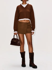 Mid Calf Slouchy Suede Boot,MIU MIU,MORO,Image 3