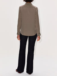 Gaia Slim Shirt,NILI LOTAN,CHOCOLATE STRIP,Image 3