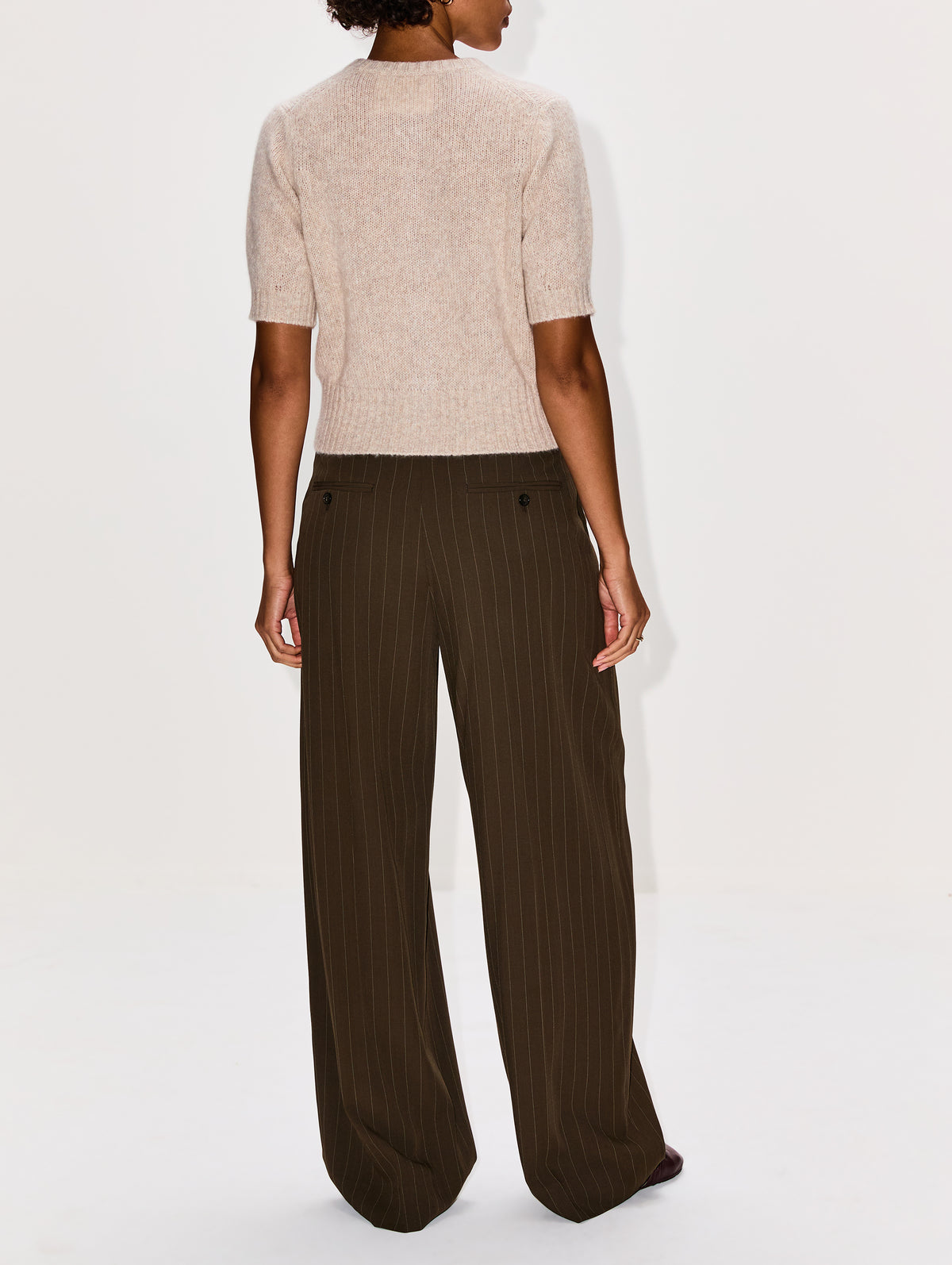 Wide Pinstripe Trouser,TOTÉME,PEPPER,Image 3