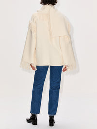 Fringed Scarf Jacket,TOTÉME,WINTER WHITE,Image 3