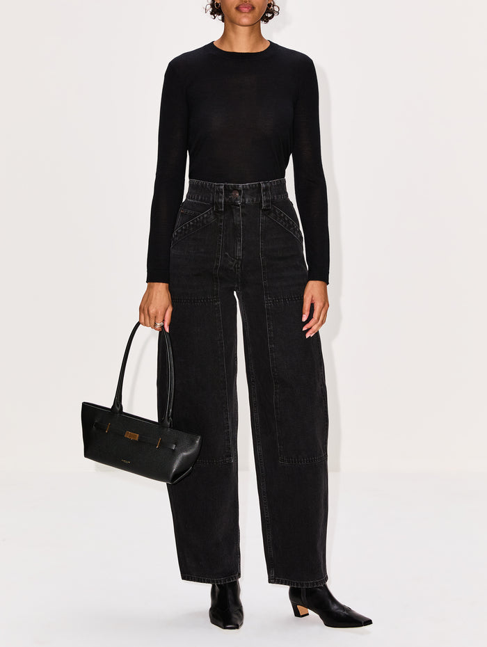 Long Sleeve Crew Top,CO,BLACK,Image 1