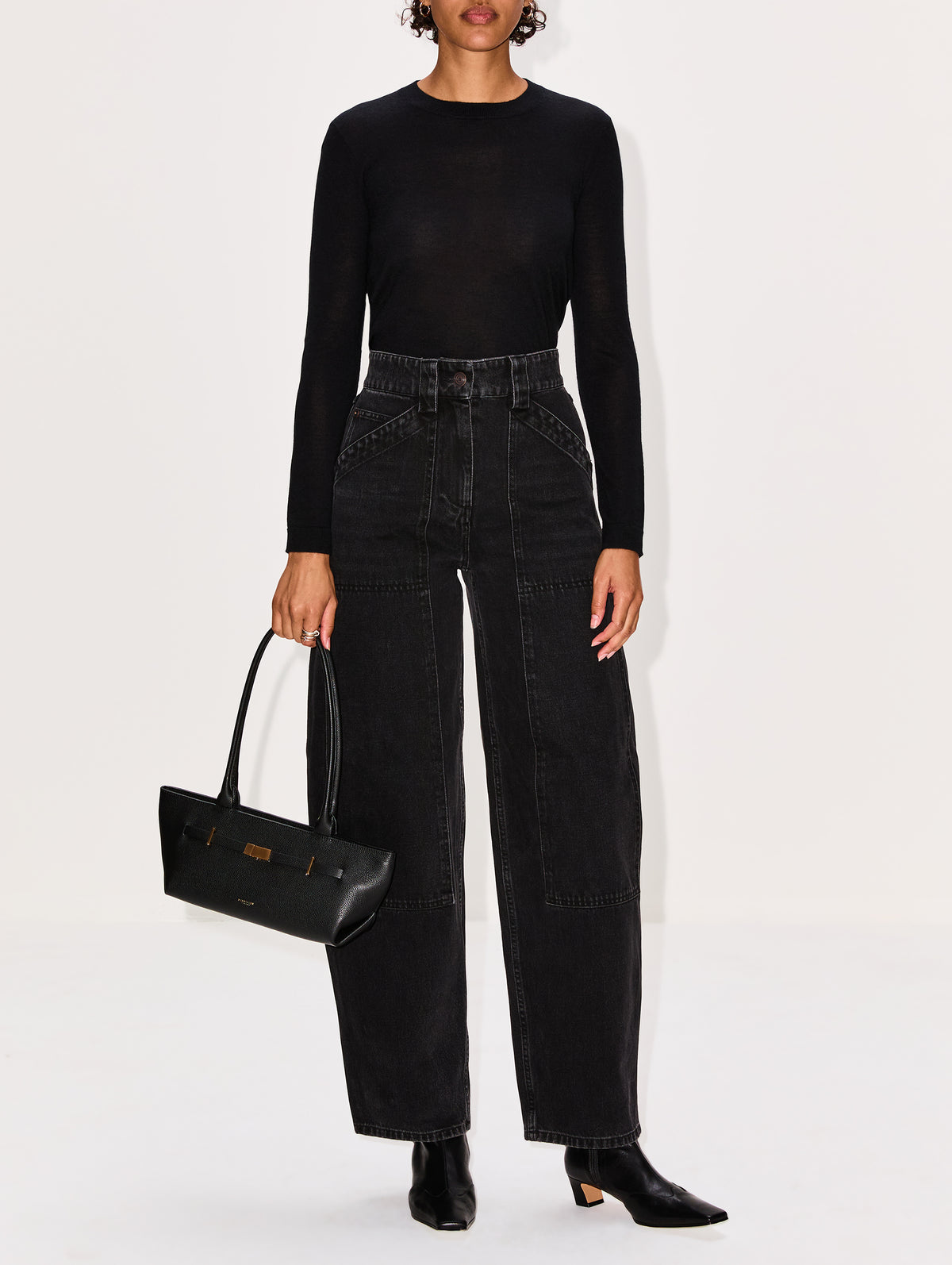 High Waisted Balloon Jean,CO,BLACK,Image 2