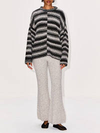 Rover Boucle Pullover Top,THE ELDER STATESMAN,BLACK GRADIENT,Image 2