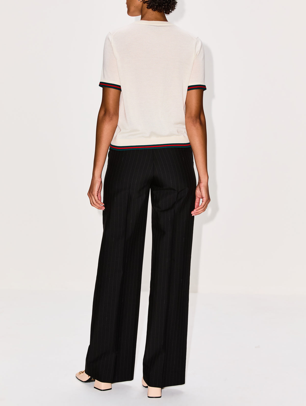 Short Sleeve Knit Top,GUCCI,WHITE,Image 3