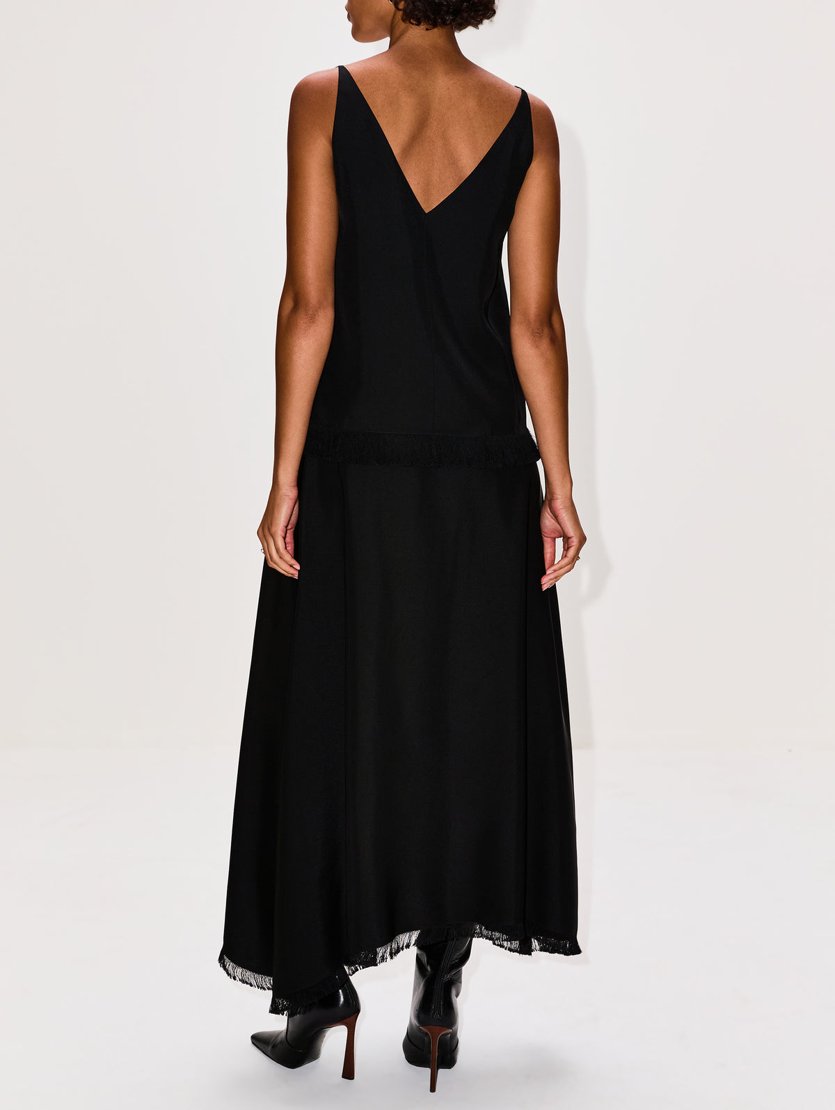 Ash Drape Skirt,FFORME,BLACK,Image 4