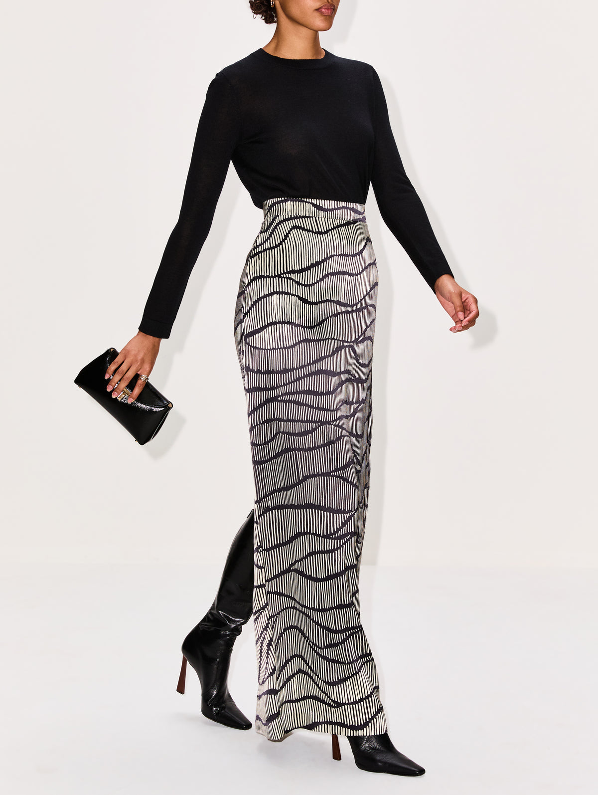 Ivanna Skirt,HEIRLOME,BLACK/IVORY,Image 3