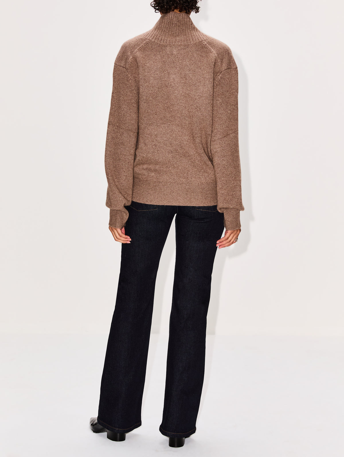 Makela Large V Neck Sweater,LOULOU DE SAISON,TAUPE MELANGE,Image 3