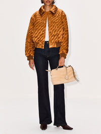 Padded Satin Bomber,FENDI,CARAMEL,Image 2