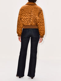 Padded Satin Bomber,FENDI,CARAMEL,Image 3