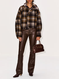 Cropped Relaxed Jacket,PETAR PETROV,GREEN CHECK,Image 2