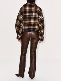 Cropped Relaxed Jacket,PETAR PETROV,GREEN CHECK,Image 3
