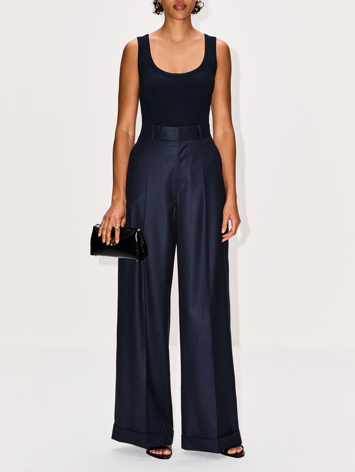 Cuffed Tailored Trouser,PETAR PETROV,NIGHT BLUE,Image 1