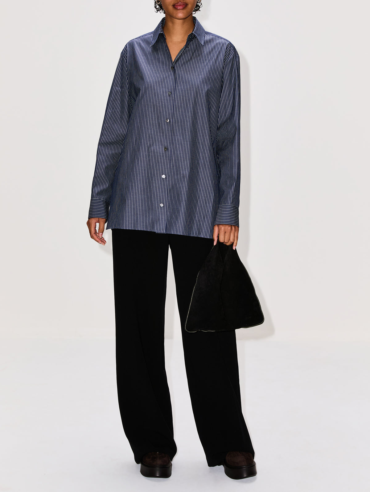 Sisilia Shirt,THE ROW,BLUE W/WHITE,Image 2