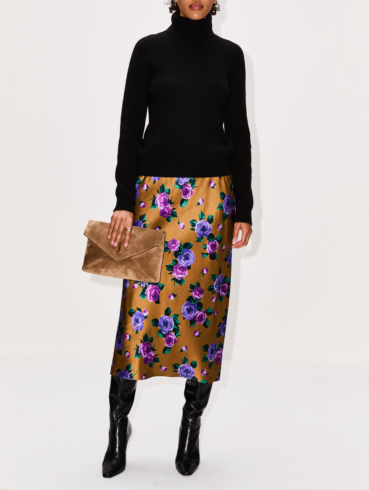 Midi Skirt,SAINT LAURENT,KAKI ROSE,Image 2