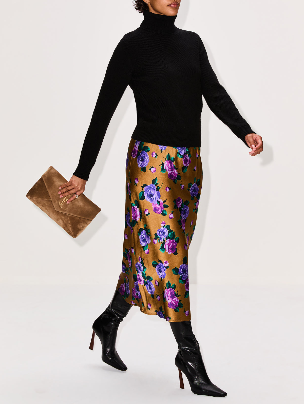 Midi Skirt,SAINT LAURENT,KAKI ROSE,Image 3