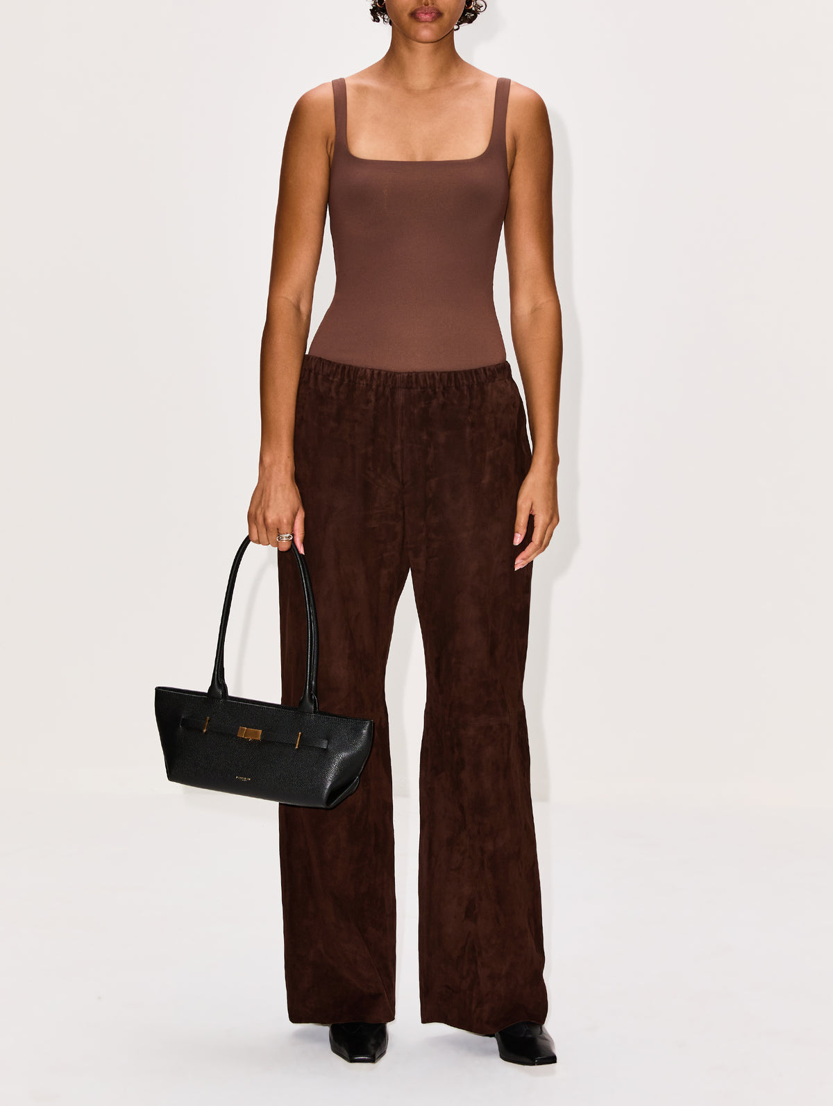 Olan Suede Pant,NOUR HAMMOUR,MOCHA,Image 2