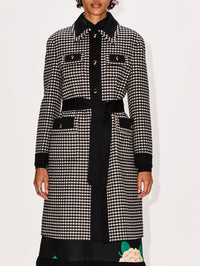 Button Up Tie Waist Coat,VALENTINO GARAVANI,AVORIO/NERO,Image 2