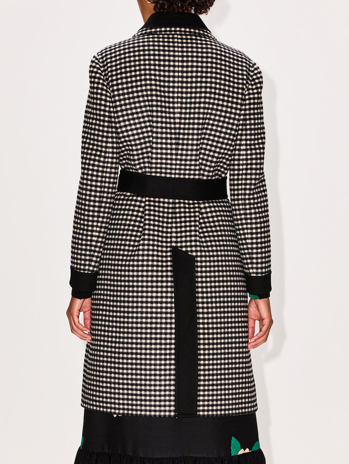 Button Up Tie Waist Coat,VALENTINO GARAVANI,AVORIO/NERO,Image 3