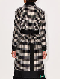 Button Up Tie Waist Coat,VALENTINO GARAVANI,AVORIO/NERO,Image 3