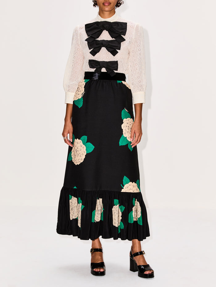 3 Bow Blouse,VALENTINO GARAVANI,AVORIO/NERO,Image 1