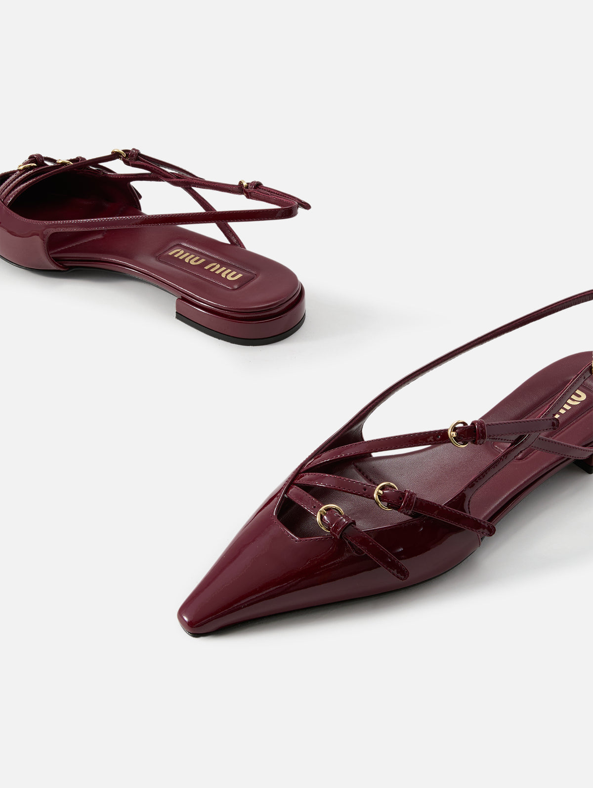 Modellerie Buckle Slingback Flat,MIU MIU,PORPORA,Image 2