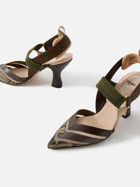 Colibri Slingback Pump 85mm,FENDI,GREEN/BROWN,Image 2