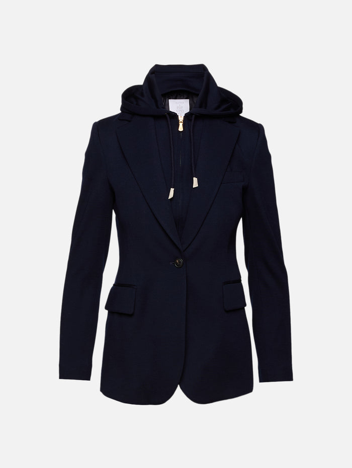 Hooded Blazer,ELEVENTY,BLUE,Image 1