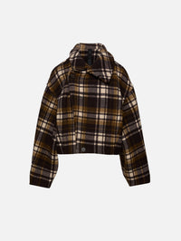 Cropped Relaxed Jacket,PETAR PETROV,GREEN CHECK,Image 1