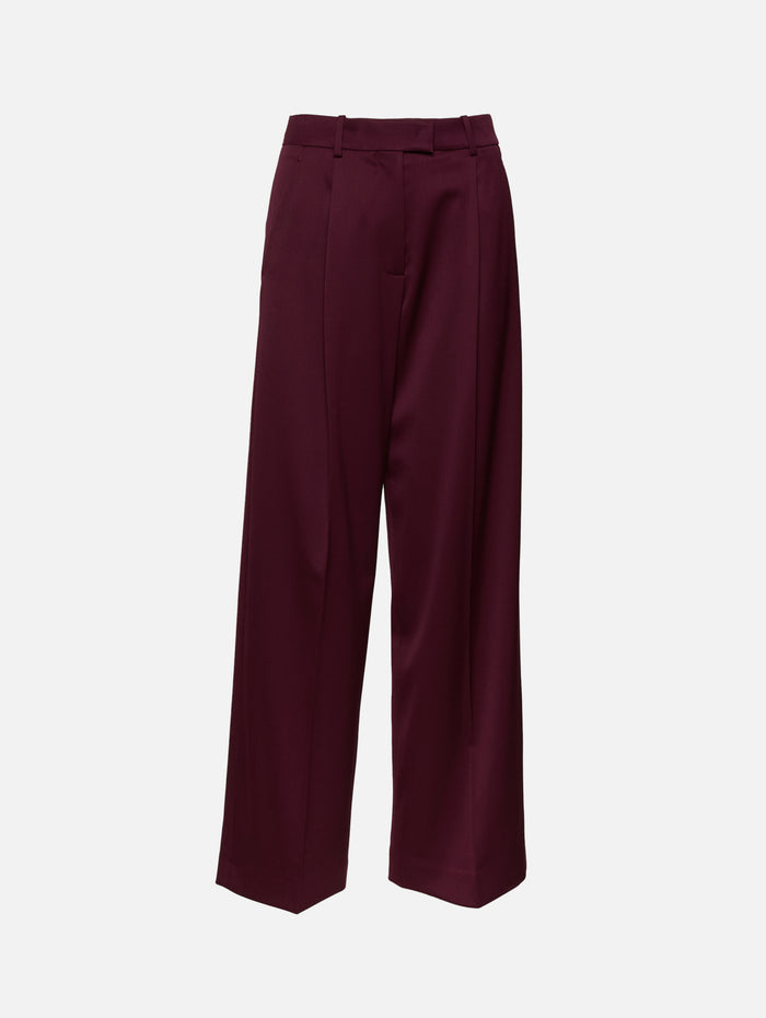Relaxed Wide Leg Pant,ANOTHER TOMORROW,PLUM,Image 1