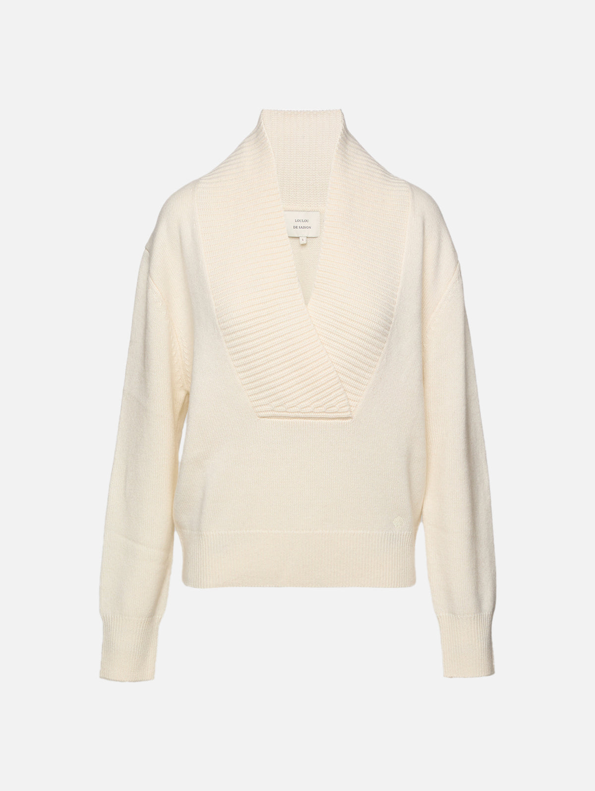Makela Large V Neck Sweater,LOULOU DE SAISON,IVORY,Image 1