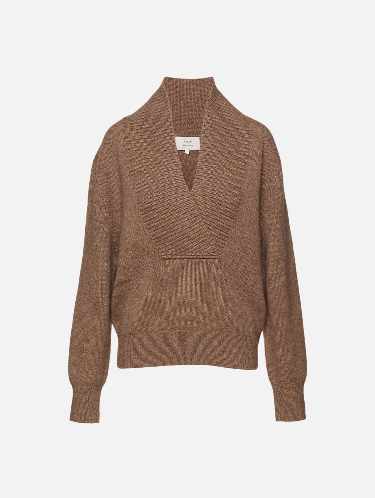 Makela Large V Neck Sweater,LOULOU DE SAISON,TAUPE MELANGE,Image 1